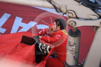 World © Octane Photographic Ltd. Formula 1 – F1 Pre-season Test 1 - Day 3. Scuderia Ferrari SF1000 of Sebastian Vettel is returned to the pits after stopping on track. Circuit de Barcelona-Catalunya, Spain. Friday 21st February 2020.