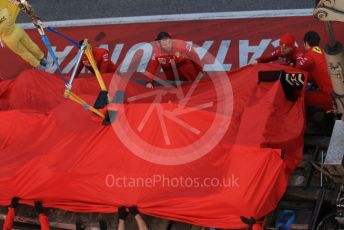 World © Octane Photographic Ltd. Formula 1 – F1 Pre-season Test 1 - Day 3. Scuderia Ferrari SF1000 of Sebastian Vettel is returned to the pits after stopping on track. Circuit de Barcelona-Catalunya, Spain. Friday 21st February 2020.