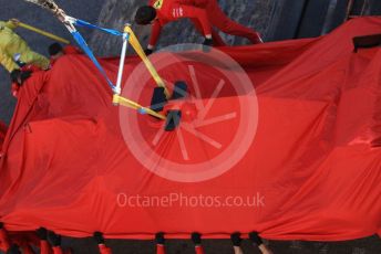 World © Octane Photographic Ltd. Formula 1 – F1 Pre-season Test 1 - Day 3. Scuderia Ferrari SF1000 of Sebastian Vettel is returned to the pits after stopping on track. Circuit de Barcelona-Catalunya, Spain. Friday 21st February 2020.