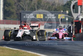 World © Octane Photographic Ltd. Formula 1 – F1 Pre-season Test 1 - Day 3. Alfa Romeo Racing Orlen C39 – Antonio Giovinazzi and BWT Racing Point F1 Team RP20 – Lance Stroll. Circuit de Barcelona-Catalunya, Spain. Friday 21st February 2020.