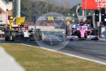 World © Octane Photographic Ltd. Formula 1 – F1 Pre-season Test 1 - Day 3. Alfa Romeo Racing Orlen C39 – Antonio Giovinazzi and BWT Racing Point F1 Team RP20 – Lance Stroll. Circuit de Barcelona-Catalunya, Spain. Friday 21st February 2020.