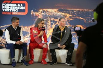 World © Octane Photographic Ltd. Formula 1 – F1 Pre-season Test 1 - Day 3 Press Conference. Michael Masi – FIA Race Director and Safety Delegate, Laurent Mekies – Sporting Director of Scuderia Ferrari and Alan Permane - Sporting Director Renault Sport F1 Team. Circuit de Barcelona-Catalunya, Spain. Friday 21st February 2020.