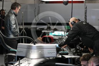 World © Octane Photographic Ltd. Formula 1 – F1 Pre-season Test 2 - Day 1.  James Allison - Technical Director watches Mercedes AMG Petronas F1 W11 EQ Performance - Lewis Hamilton. Circuit de Barcelona-Catalunya, Spain. Wednesday 26th February 2020.