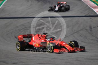 World © Octane Photographic Ltd. Formula 1 – F1 Pre-season Test 2 - Day 2. Scuderia Ferrari SF1000 – Sebastian Vettel and Haas F1 Team VF20 – Kevin Magnussen. Circuit de Barcelona-Catalunya, Spain. Thursday 27th February 2020.