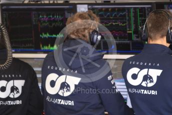 World © Octane Photographic Ltd. Formula 1 – F1 Pre-season Test 2 - Day 2. Scuderia AlphaTauri Honda AT01 – Pierre Gasly's technical team watch the live streaming data from his car. Circuit de Barcelona-Catalunya, Spain. Thursday 27th February 2020.