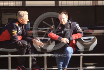 World © Octane Photographic Ltd. Formula 1 – F1 Pre-season Test 2 - Day 2. Paul Monaghan - Chief Engineer of Red Bull Racing and Christian Horner - Team Principal of Red Bull Racing. Circuit de Barcelona-Catalunya, Spain. Thursday 27th February 2020.