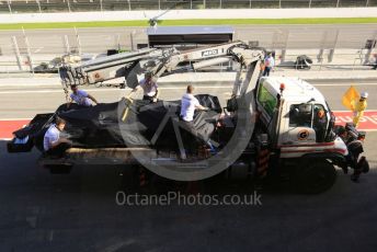 World © Octane Photographic Ltd. Formula 1 – F1 Pre-season Test 2 - Day 2. Mercedes AMG Petronas F1 W11 EQ Performance - Lewis Hamilton's car is returned to the pits after stopping on track. Circuit de Barcelona-Catalunya, Spain. Thursday 27th February 2020.