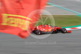 World © Octane Photographic Ltd. Formula 1 – F1 Pre-season Test 2 - Day 3. Scuderia Ferrari SF1000 – Charles Leclerc with Ferrari flag. Circuit de Barcelona-Catalunya, Spain. Friday 28th February 2020.