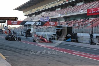 World © Octane Photographic Ltd. Formula 1 – F1 Pre-season Test 2 - Day 3. Scuderia Ferrari SF1000 – Charles Leclerc and Renault Sport F1 Team RS20 – Daniel Ricciardo. Circuit de Barcelona-Catalunya, Spain. Friday 28th February 2020.