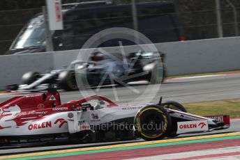 World © Octane Photographic Ltd. Formula 1 – F1 Pre-season Test 2 - Day 3. Alfa Romeo Racing Orlen C39 – Kimi Raikkonen and Mercedes AMG Petronas F1 W11 EQ Performance - Lewis Hamilton. Circuit de Barcelona-Catalunya, Spain. Friday 28th February 2020.