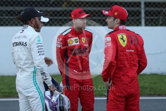 World © Octane Photographic Ltd. Formula 1 – F1 Pre-season Test 1 - Day 1. Scuderia Ferrari SF1000 – Charles Leclerc and Sebastian Vettel with Mercedes AMG Petronas F1 W11 EQ Performance - Lewis Hamilton. Circuit de Barcelona-Catalunya, Spain. Wednesday 19th February 2020.