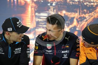 World © Octane Photographic Ltd. Formula 1 – F1 Pre-season Test 1 - Day 1. FIA Press Conference. Aston Martin Red Bull Racing – Alexander Albon, ROKiT Williams Racing – George Russell and McLaren – Lando Norris. Circuit de Barcelona-Catalunya, Spain. Wednesday 19th February 2020.