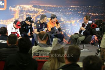World © Octane Photographic Ltd. Formula 1 – F1 Pre-season Test 1 - Day 1. FIA Press Conference. Aston Martin Red Bull Racing – Alexander Albon, Alfa Romeo Racing Orlen – Kimi Raikkonen, ROKiT Williams Racing – George Russell and McLaren – Lando Norris. Circuit de Barcelona-Catalunya, Spain. Wednesday 19th February 2020.