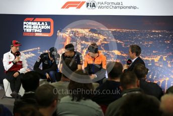 World © Octane Photographic Ltd. Formula 1 – F1 Pre-season Test 1 - Day 1. FIA Press Conference. Aston Martin Red Bull Racing – Alexander Albon, Alfa Romeo Racing Orlen – Kimi Raikkonen, ROKiT Williams Racing – George Russell and McLaren – Lando Norris. Circuit de Barcelona-Catalunya, Spain. Wednesday 19th February 2020.