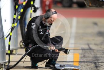 World © Octane Photographic Ltd. Formula 1 – F1 Pre-season Test 1 - Day 2. Mechanic with wheel guns - AMG Petronas Motorsport. Circuit de Barcelona-Catalunya, Spain. Thursday 20th February 2020.