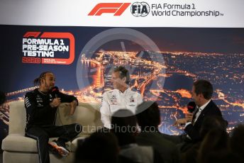 World © Octane Photographic Ltd. Formula 1 – F1 Pre-season Test 1 - Day 2 - Press Conference. Mercedes AMG Petronas F1 W11 EQ Performance - Lewis Hamilton and James Allison - Technical Director of Mercedes - AMG Petronas Motorsport. Circuit de Barcelona-Catalunya, Spain. Thursday 20th February 2020.