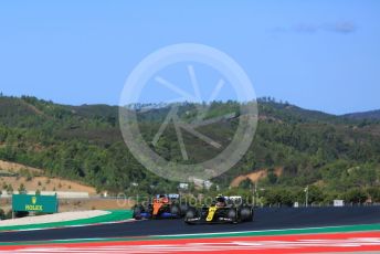 World © Octane Photographic Ltd. Formula 1 – F1 Portuguese GP, Practice 3. Renault Sport F1 Team RS20 – Esteban Ocon and McLaren MCL35 – Carlos Sainz. Autodromo do Algarve, Portimao, Portugal. Saturday 24th October 2020.