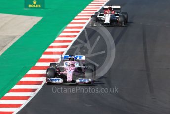 World © Octane Photographic Ltd. Formula 1 – F1 Portuguese GP, Qualifying. BWT Racing Point F1 Team RP20 - Sergio Perez and Alfa Romeo Racing Orlen C39 – Kimi Raikkonen. Autodromo do Algarve, Portimao, Portugal. Saturday 24th October 2020.