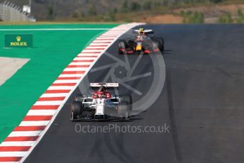 World © Octane Photographic Ltd. Formula 1 – F1 Portuguese GP, Qualifying. Alfa Romeo Racing Orlen C39 – Kimi Raikkonen and Aston Martin Red Bull Racing RB16 – Alexander Albon. Autodromo do Algarve, Portimao, Portugal. Saturday 24th October 2020.