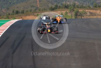 World © Octane Photographic Ltd. Formula 1 – F1 Portuguese GP, Qualifying. Aston Martin Red Bull Racing RB16 – Max Verstappen, McLaren MCL35 – Lando Norris and Scuderia AlphaTauri Honda AT01 – Daniil Kvyat. Autodromo do Algarve, Portimao, Portugal. Saturday 24th October 2020.