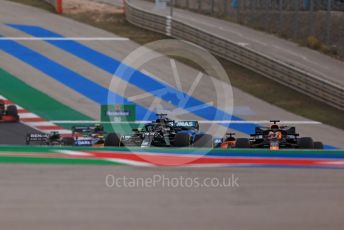 World © Octane Photographic Ltd. Formula 1 – F1 Portuguese GP, Race. Mercedes AMG Petronas F1 W11 EQ Performance - Lewis Hamilton leads into turn 1 on the 1st lap. Autodromo do Algarve, Portimao, Portugal. Sunday 25th October 2020.
