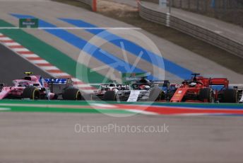 World © Octane Photographic Ltd. Formula 1 – F1 Portuguese GP, Race. BWT Racing Point F1 Team RP20 – Lance Stroll, Scuderia AlphaTauri Honda AT01 – Daniil Kvyat and Scuderia Ferrari SF1000 – Sebastian Vettel. Autodromo do Algarve, Portimao, Portugal. Sunday 25th October 2020.