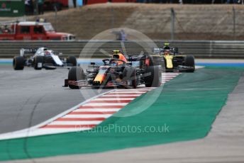 World © Octane Photographic Ltd. Formula 1 – F1 Portuguese GP, Race. Aston Martin Red Bull Racing RB16 – Alexander Albon, Renault Sport F1 Team RS20 – Esteban Ocon and Williams Racing FW 43 – George Russell. Autodromo do Algarve, Portimao, Portugal. Sunday 25th October 2020.