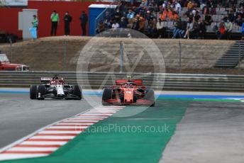 World © Octane Photographic Ltd. Formula 1 – F1 Portuguese GP, Race. Scuderia Ferrari SF1000 – Charles Leclerc and Alfa Romeo Racing Orlen C39 – Kimi Raikkonen. Autodromo do Algarve, Portimao, Portugal. Sunday 25th October 2020.
