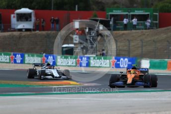 World © Octane Photographic Ltd. Formula 1 – F1 Portuguese GP, Race. McLaren MCL35 – Lando Norris and Scuderia AlphaTauri Honda AT01 – Pierre Gasly. Autodromo do Algarve, Portimao, Portugal. Sunday 25th October 2020.