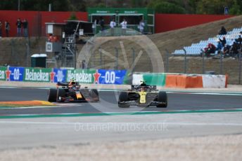 World © Octane Photographic Ltd. Formula 1 – F1 Portuguese GP, Race. Renault Sport F1 Team RS20 – Esteban Ocon and Aston Martin Red Bull Racing RB16 – Alexander Albon. Autodromo do Algarve, Portimao, Portugal. Sunday 25th October 2020.