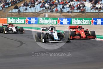 World © Octane Photographic Ltd. Formula 1 – F1 Portuguese GP, Race. Williams Racing FW 43 – George Russell, Scuderia Ferrari SF1000 – Sebastian Vettel and Alfa Romeo Racing Orlen C39 – Antonio Giovinazzi. Autodromo do Algarve, Portimao, Portugal. Sunday 25th October 2020.