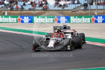 World © Octane Photographic Ltd. Formula 1 – F1 Portuguese GP, Race. Alfa Romeo Racing Orlen C39 – Antonio Giovinazzi and Scuderia AlphaTauri Honda AT01 – Daniil Kvyat. Autodromo do Algarve, Portimao, Portugal. Sunday 25th October 2020.