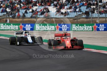 World © Octane Photographic Ltd. Formula 1 – F1 Portuguese GP, Race. Scuderia Ferrari SF1000 – Sebastian Vettel and Williams Racing FW 43 – George Russell. Autodromo do Algarve, Portimao, Portugal. Sunday 25th October 2020.
