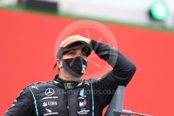 World © Octane Photographic Ltd. Formula 1 – F1 Portuguese GP, Podium. Mercedes AMG Petronas F1 W11 EQ Performance - Lewis Hamilton. Autodromo do Algarve, Portimao, Portugal. Sunday 25th October 2020.