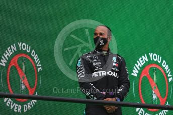 World © Octane Photographic Ltd. Formula 1 – F1 Portuguese GP, Podium. Mercedes AMG Petronas F1 W11 EQ Performance - Lewis Hamilton. Autodromo do Algarve, Portimao, Portugal. Sunday 25th October 2020.