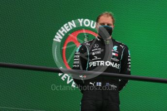 World © Octane Photographic Ltd. Formula 1 – F1 Portuguese GP, Podium. Mercedes AMG Petronas F1 W11 EQ Performance - Valtteri Bottas. Autodromo do Algarve, Portimao, Portugal. Sunday 25th October 2020.