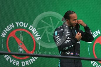 World © Octane Photographic Ltd. Formula 1 – F1 Portuguese GP, Podium. Mercedes AMG Petronas F1 W11 EQ Performance - Lewis Hamilton. Autodromo do Algarve, Portimao, Portugal. Sunday 25th October 2020.