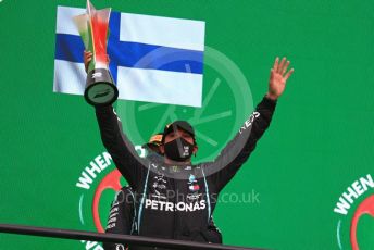 World © Octane Photographic Ltd. Formula 1 – F1 Portuguese GP, Podium. Mercedes AMG Petronas F1 W11 EQ Performance - Lewis Hamilton, Valtteri Bottas. Autodromo do Algarve, Portimao, Portugal. Sunday 25th October 2020.