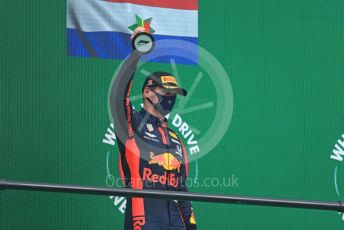 World © Octane Photographic Ltd. Formula 1 – F1 Portuguese GP, Podium. Aston Martin Red Bull Racing RB16 – Max Verstappen. Autodromo do Algarve, Portimao, Portugal. Sunday 25th October 2020.