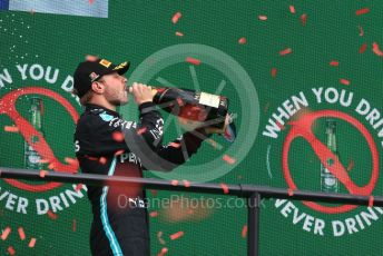 World © Octane Photographic Ltd. Formula 1 – F1 Portuguese GP, Podium. Mercedes AMG Petronas F1 W11 EQ Performance - Valtteri Bottas. Autodromo do Algarve, Portimao, Portugal. Sunday 25th October 2020.