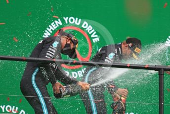 World © Octane Photographic Ltd. Formula 1 – F1 Portuguese GP, Podium. Mercedes AMG Petronas F1 W11 EQ Performance - Lewis Hamilton, Valtteri Bottas. Autodromo do Algarve, Portimao, Portugal. Sunday 25th October 2020.