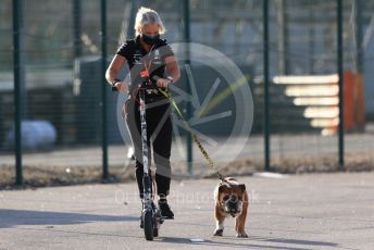 World © Octane Photographic Ltd. Formula 1 – F1 Portuguese GP, Paddock. Mercedes AMG Petronas F1 W11 EQ Performance - Lewis Hamilton's personal trainer Angela Cullen and dog Roscoe. Autodromo do Algarve, Portimao, Portugal. Friday 23rd October 2020.