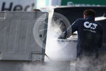 World © Octane Photographic Ltd. Formula 1 – F1 Portuguese GP, Paddock. Scuderia AlphaTauri Honda unpack chilled equipment. Autodromo do Algarve, Portimao, Portugal. Friday 23rd October 2020.