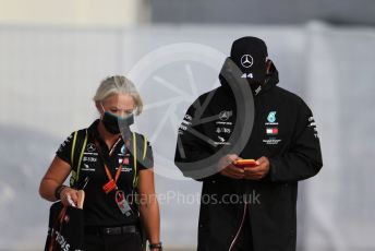 World © Octane Photographic Ltd. Formula 1 – F1 Portuguese GP, Paddock. Mercedes AMG Petronas F1 W11 EQ Performance - Lewis Hamilton and personal trainer Angela Cullen. Autodromo do Algarve, Portimao, Portugal. Friday 23rd October 2020.