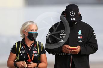 World © Octane Photographic Ltd. Formula 1 – F1 Portuguese GP, Paddock. Mercedes AMG Petronas F1 W11 EQ Performance - Lewis Hamilton and personal trainer Angela Cullen. Autodromo do Algarve, Portimao, Portugal. Friday 23rd October 2020.