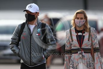 World © Octane Photographic Ltd. Formula 1 – F1 Portuguese GP, Paddock. Mercedes AMG Petronas F1 W11 EQ Performance - Valtteri Bottas and girlfriend Tiffany Cromwell. Autodromo do Algarve, Portimao, Portugal. Friday 23rd October 2020.