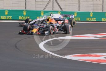 World © Octane Photographic Ltd. Formula 1 – Etihad F1 Grand Prix Abu Dhabi. Uralkali Haas F1 Team VF21 – Mick Schumacher and Red Bull Racing Honda RB16B – Sergio Perez. Yas Marina Circuit, Abu Dhabi. Friday 10th December 2021 Practice 1.