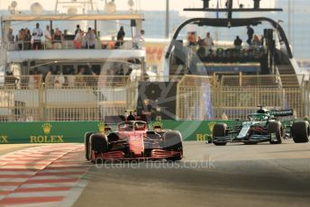 World © Octane Photographic Ltd. Formula 1 – Etihad F1 Grand Prix Abu Dhabi. Scuderia Ferrari Mission Winnow SF21 – Carlos Sainz and Aston Martin Cognizant F1 Team AMR21– Lance Stroll. Yas Marina Circuit, Abu Dhabi. Saturday 11th December 2021 Practice 3.