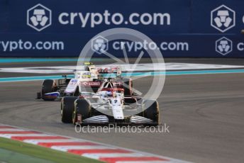 World © Octane Photographic Ltd. Formula 1 – Etihad F1 Grand Prix Abu Dhabi. Alfa Romeo Racing Orlen C41 – Kimi Raikkonen and Uralkali Haas F1 Team VF21 – Mick Schumacher. Yas Marina Circuit, Abu Dhabi. Sunday 12th December 2021 Green Flag Lap.