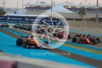 World © Octane Photographic Ltd. Formula 1 – Etihad F1 Grand Prix Abu Dhabi. McLaren F1 Team MCL35M – Lando Norris runs wide at turn 1. Yas Marina Circuit, Abu Dhabi. Sunday 12th December 2021 Race.
